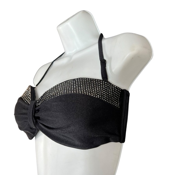 Kardashsian Kollection Swimwear Black Rhinestone Halter Top Women's Size XL - Picture 4 of 8
